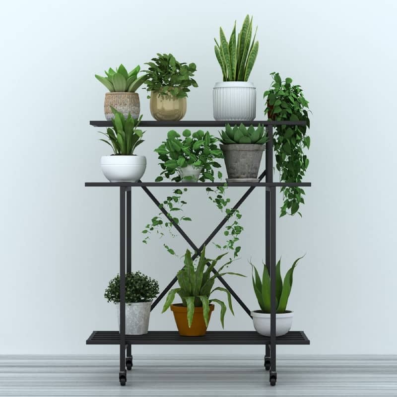3 Tier Sturdy Plant Stand with Wheels - 35.43 x 17.32 x 41.73 inches