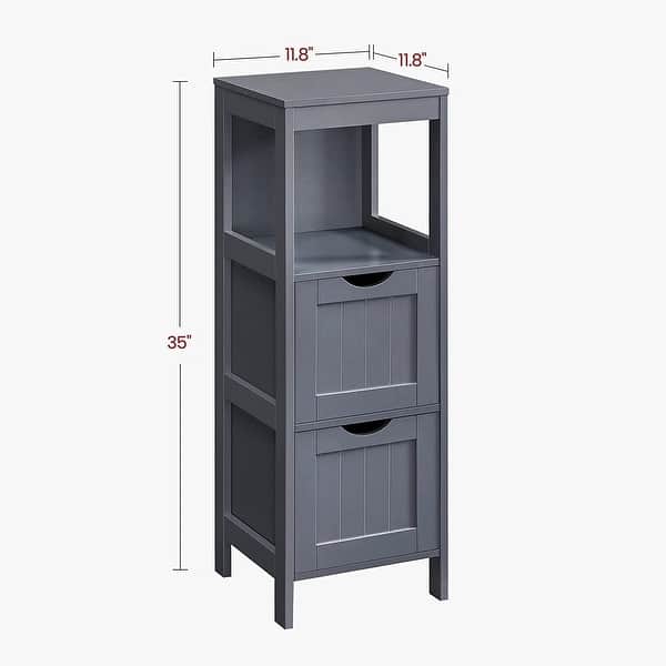 Costway Floor Cabinet Multifunction Bathroom Storage Organizer Rack w/2  Drawers