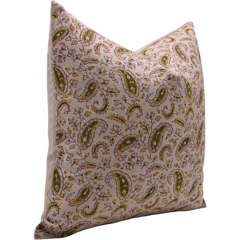 Fabdivine Linen Farmhouse Block print pillow Cover