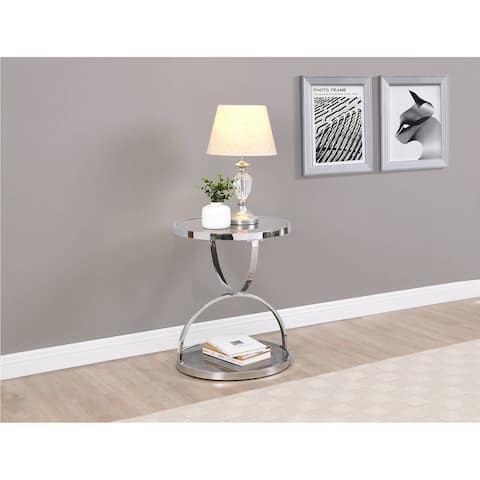Hausfame Chrome Marble Top End Table - 20.1 in. W X 20.1 in. D X 24 in. H