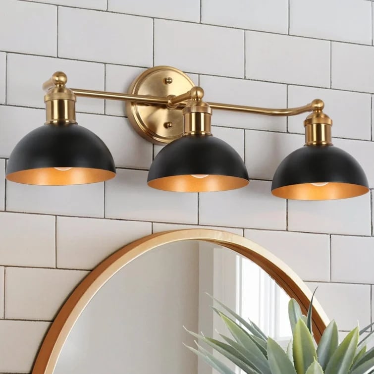 Tray Black Saucer-Shaped Shade Wall Light Linear Industrial Bath Vanity Lighting 