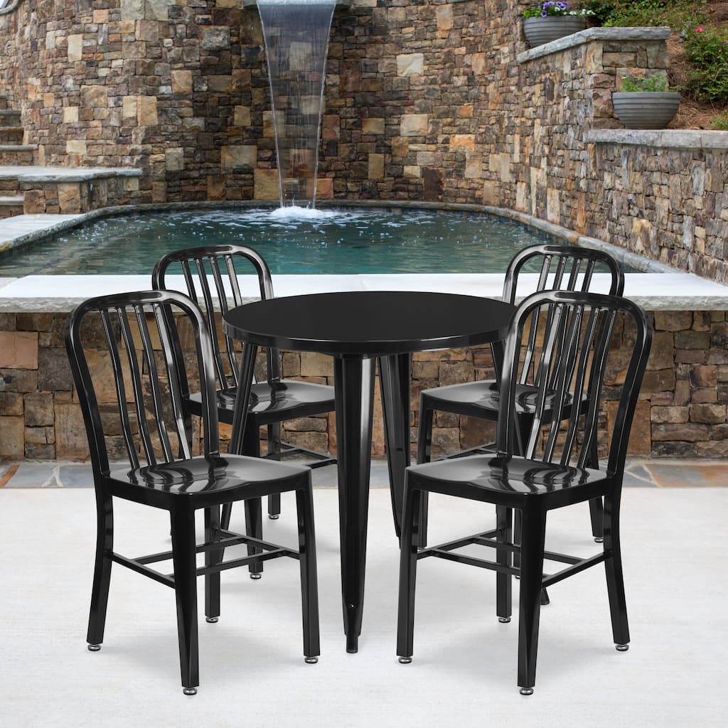 30-inch Round Metal Table and Chairs 5-piece Set