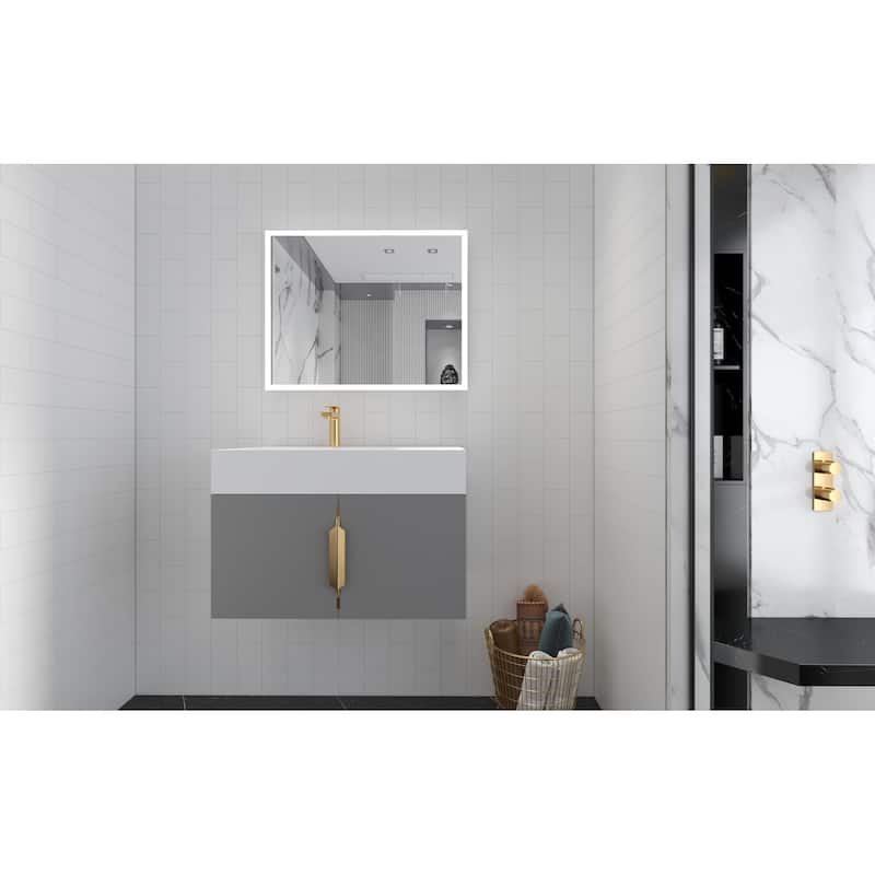 Amazon 30" Wall Mounted Bathroom Left Basin Vanity Set w/ White Top
