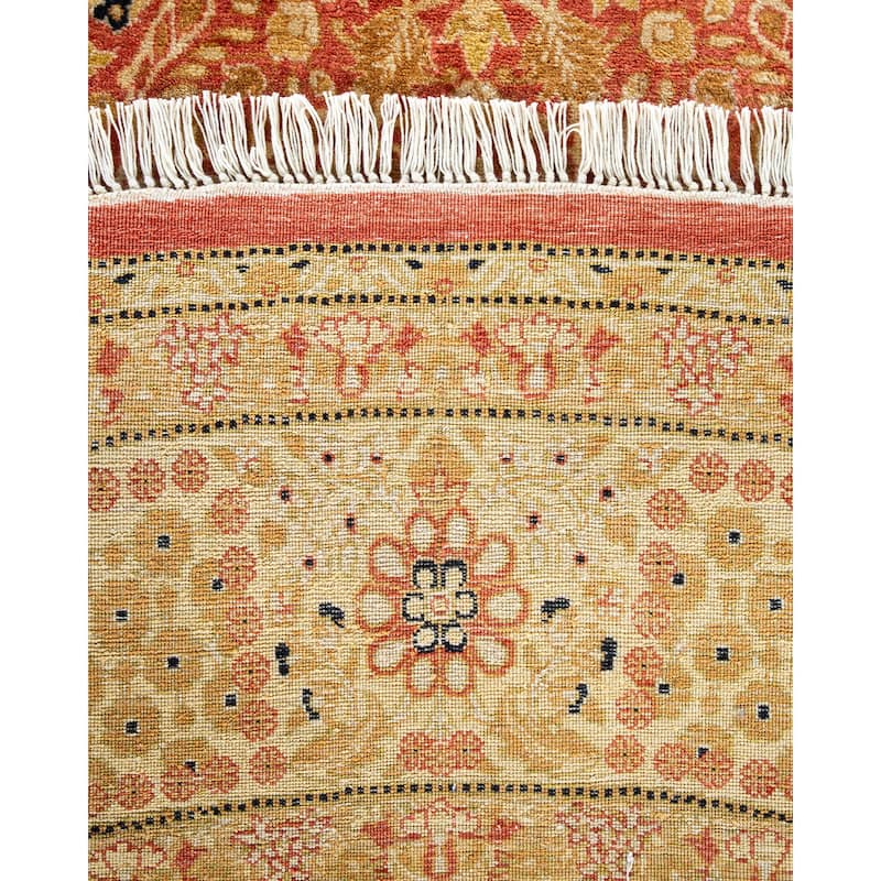 Hand Knotted Traditional Oriental Wool Orange Area Rug - 9' 1" x 9' 1"