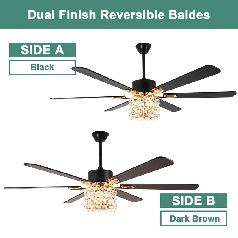 Cusp Barn 65 Inch Modern Crystal Daisy Chandelier Ceiling Fan with Lights and Remote, Slient DC Motor Fandelier Ceiling Fan