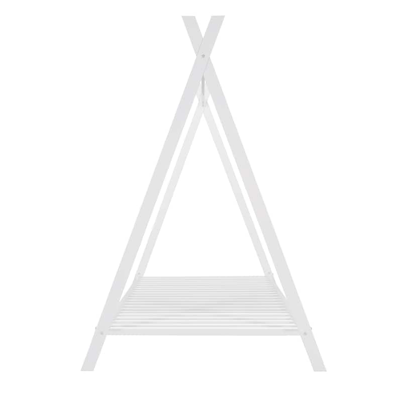 White Twin over Twin Metal Bunk House Bed Frame with Built-in Ladder