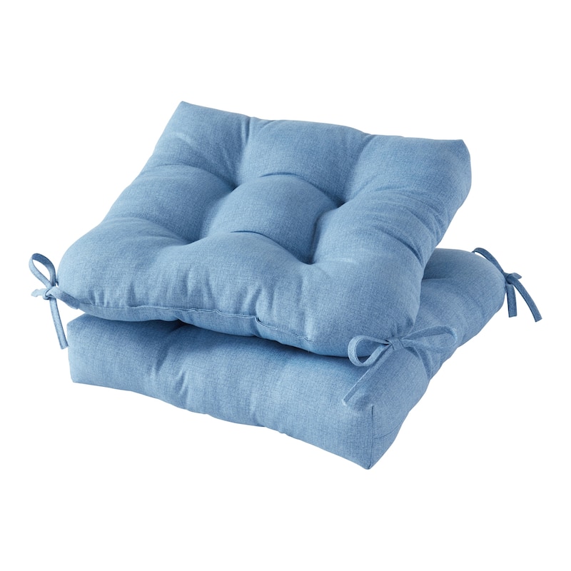 Solid Heathered Outdoor Seat Cushion (Set of 2) - Denim