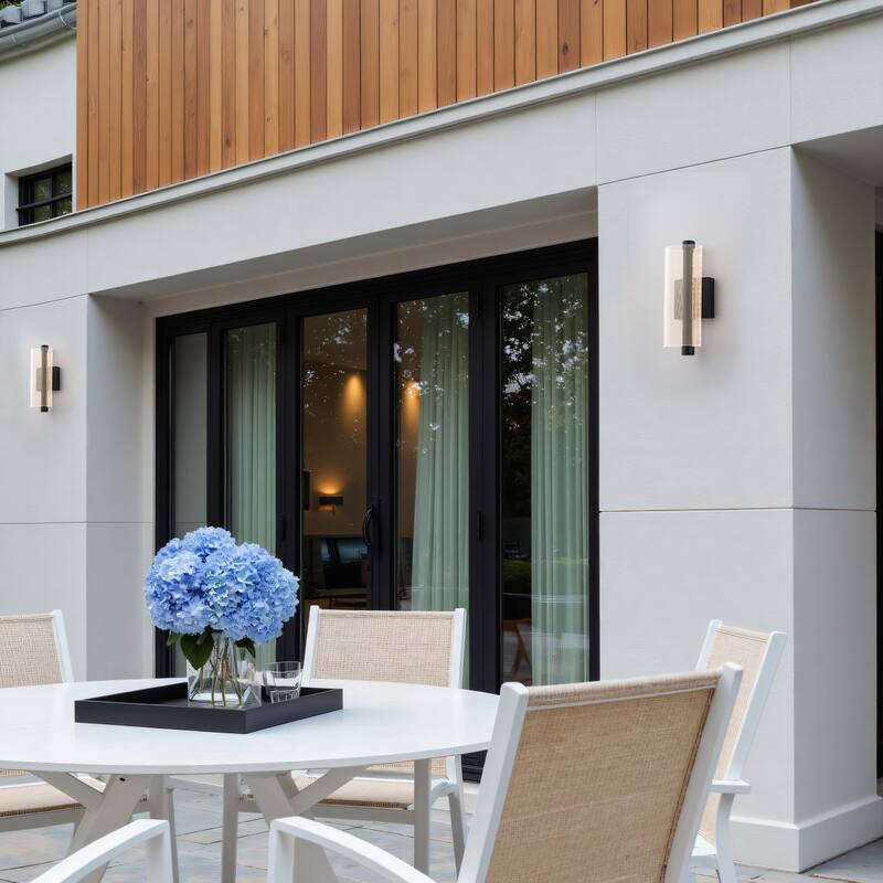 C Cattleya 3CCT Integrated LED Outdoor Wall Sconce with Etched Acrylic Shade