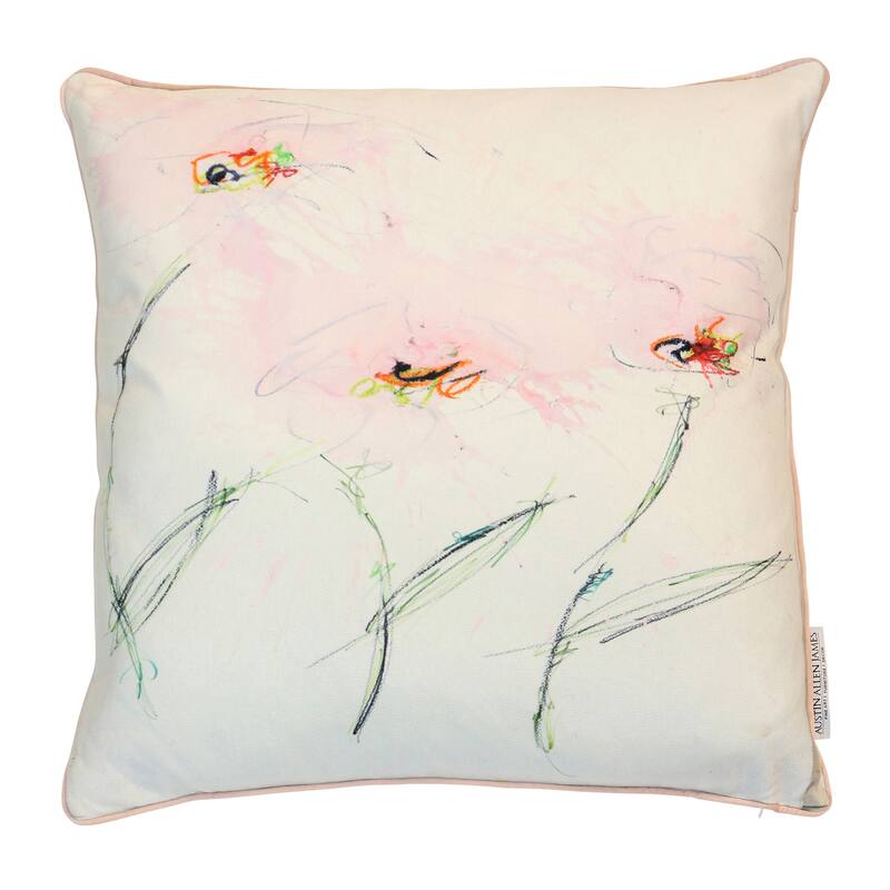 StyleCraft Blushing Meadow Abstract Pillow - Blush Pink - 24" x 24"