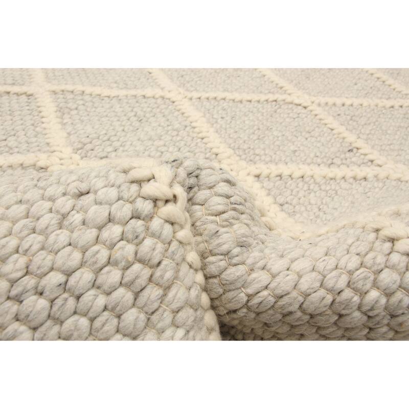 ECARPETGALLERY Braid weave Sienna Grey Wool Rug - 5'0 x 7'9