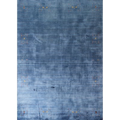 Blue Gabbeh Oriental Area Rug Handmade Living Room Silk Carpet - 8'9"x 11'4"