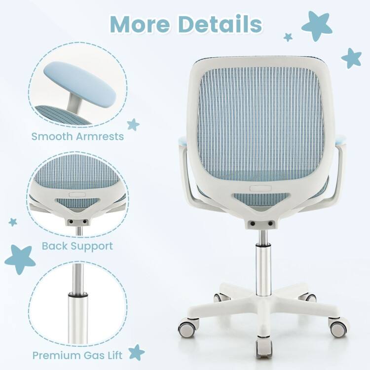 Swivel Mesh Children Computer Chair with Adjustable Height - 22.5" x 22.5" x 31.5"