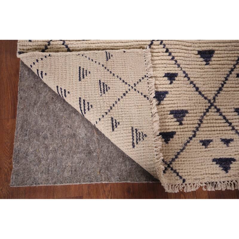 Modern Geometric Moroccan Oriental Accent Rug Hand-Knotted Wool Carpet - 2'10"x 5'3"