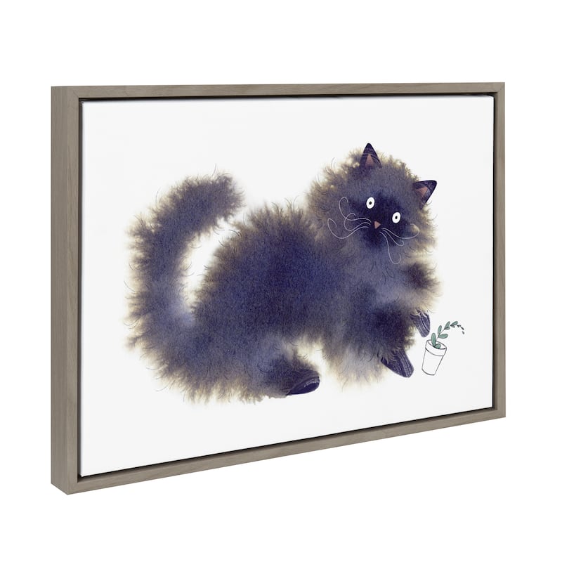Kate and Laurel Sylvie Green Thumb Framed Canvas by Faryn Hughes - 18x24 - Grey