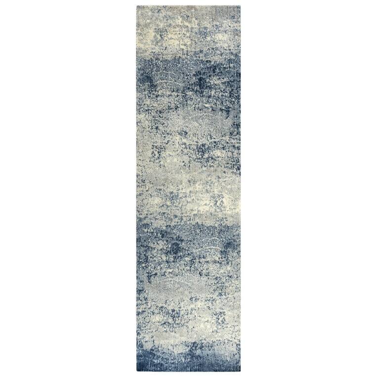 Alora Decor Radiant Abstract Wool Blend Area Rug - 8' Runner - Blue