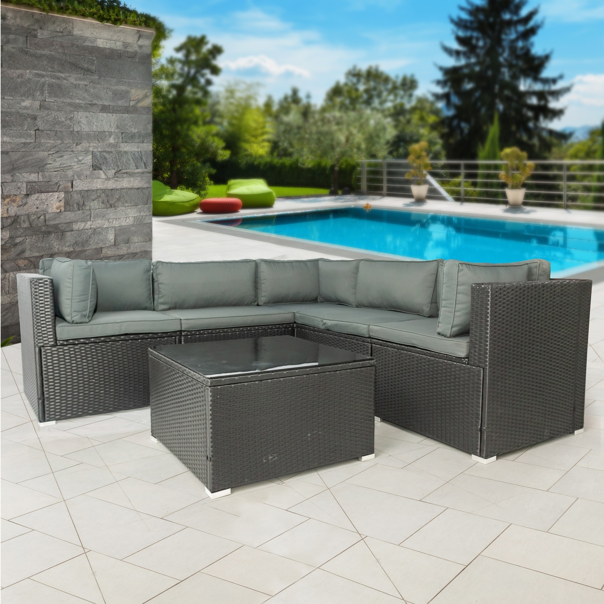 6 seater black sales rattan garden furniture