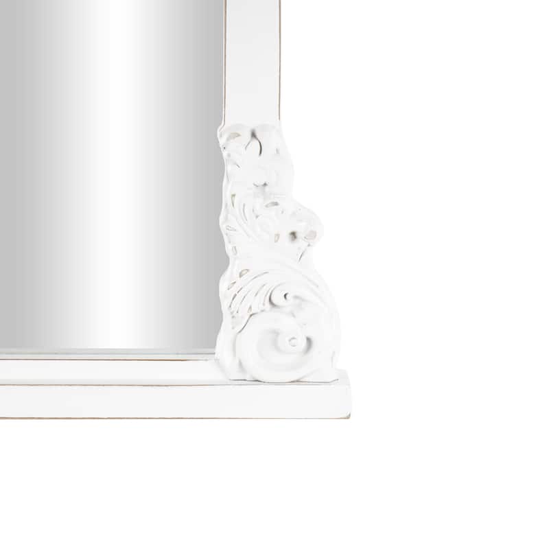 Cream Wooden Arched Scroll Room Wall Mirror with Scroll Details
