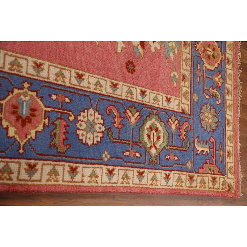 Transitional Floral Oushak Area Rug Handmade Wool Carpet - 8'11"x 11'11"