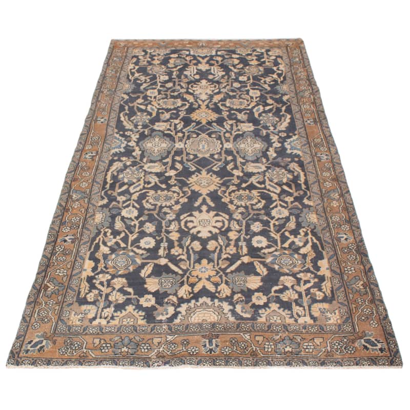 ECARPETGALLERY Hand-knotted Antalya Vintage Navy Wool Rug - 5'0 x 10'6
