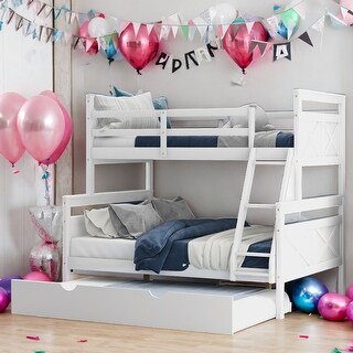 Kids and Baby Twin Over Full Bunk Bed With Ladder,Twin Size Trundle