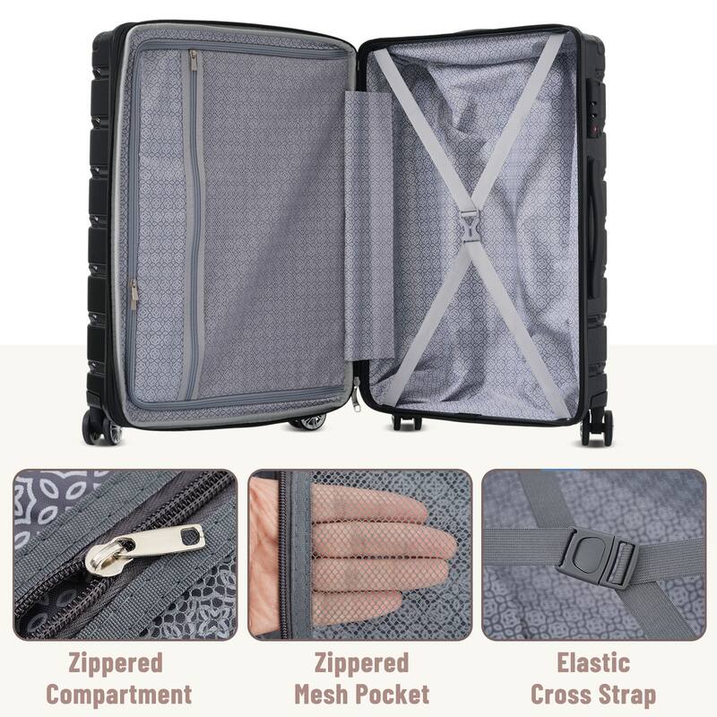 Hardshell Luggage Set 3 Piece, Durable ABS+PC Travel Suitcase with Spinner Wheels for Men Women (20/24/28 Inch)