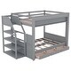 preview thumbnail 19 of 22, Convertible Design Full over Full Size Wooden Bunk Bed with Storage Staircase, Bedside Table, and 3 Drawers
