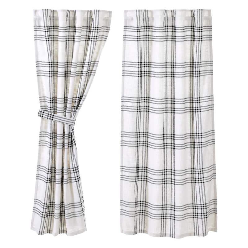 Black Plaid Short Panel Set of 2 63x36