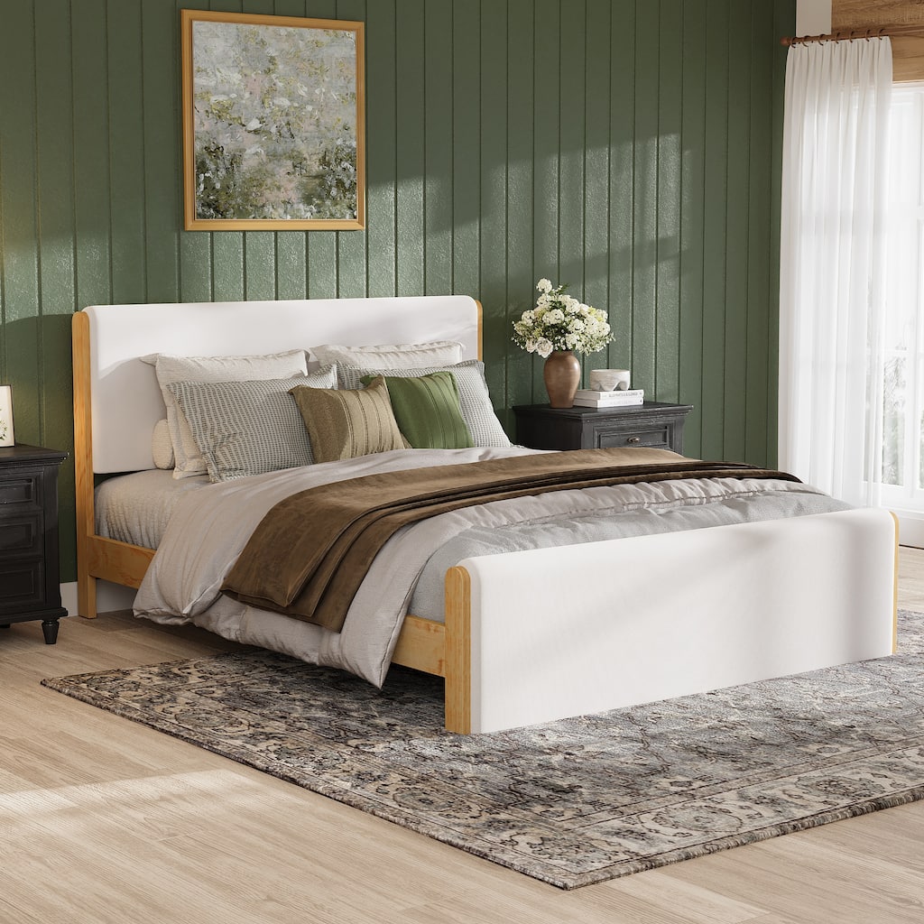 Christopher Knight Home - Mapleton Contemporary Wood Upholstered Panel Bed with Padded Headboard and Footboard