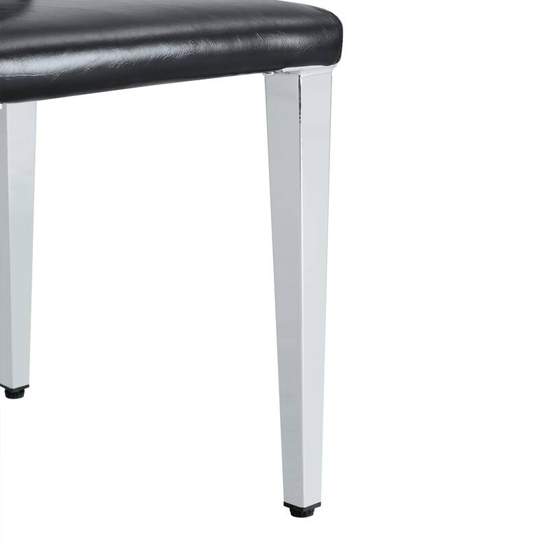 Set Of 2 PU Backrest Chairs With Silver Metal Legs, Suited For Minimalist And Contemporary Home Styles, 16.2*18.5*34.6 Inches