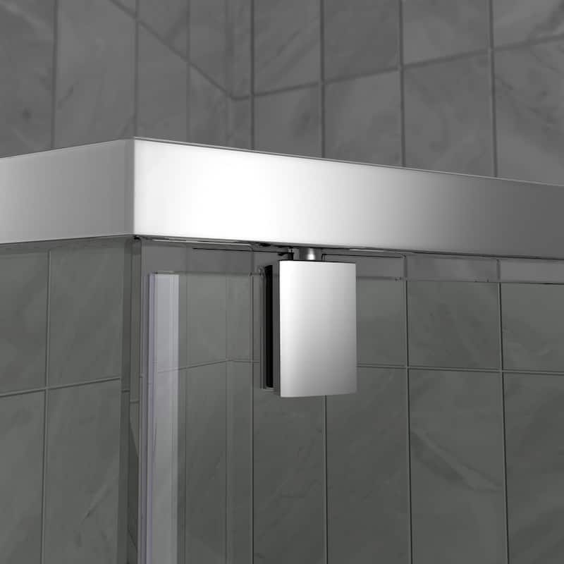 DreamLine Prism 36 in. x 36 in. x 74 3/4 in. H Pivot Shower Enclosure and Shower Base Kit - 36" x 36" - 36" x 36"