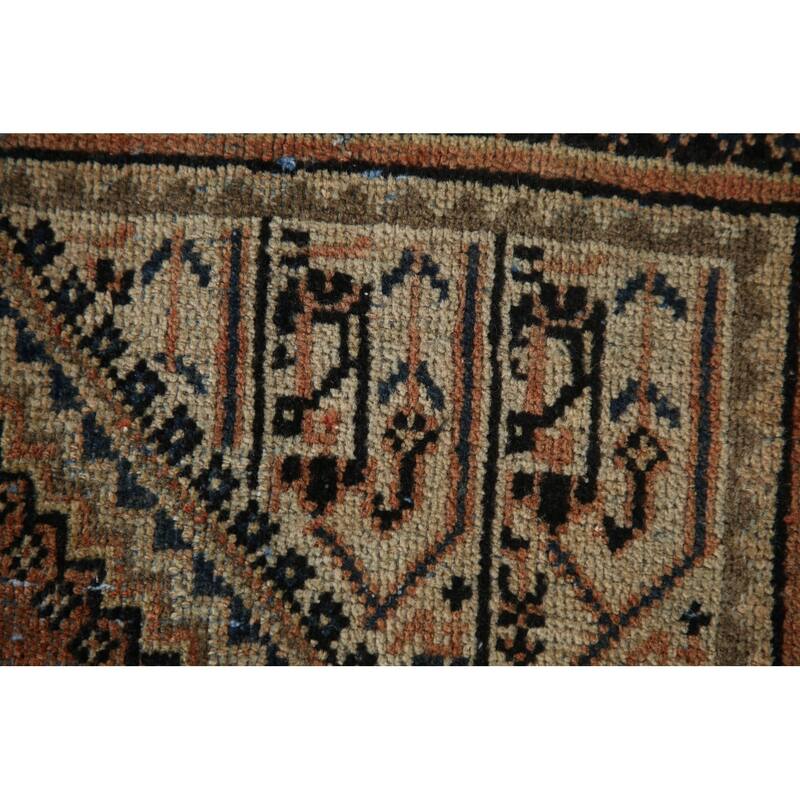 Geometric Botemir Persian Vintage Accent Rug Handmade Wool Carpet - 3'5" x 5'2"
