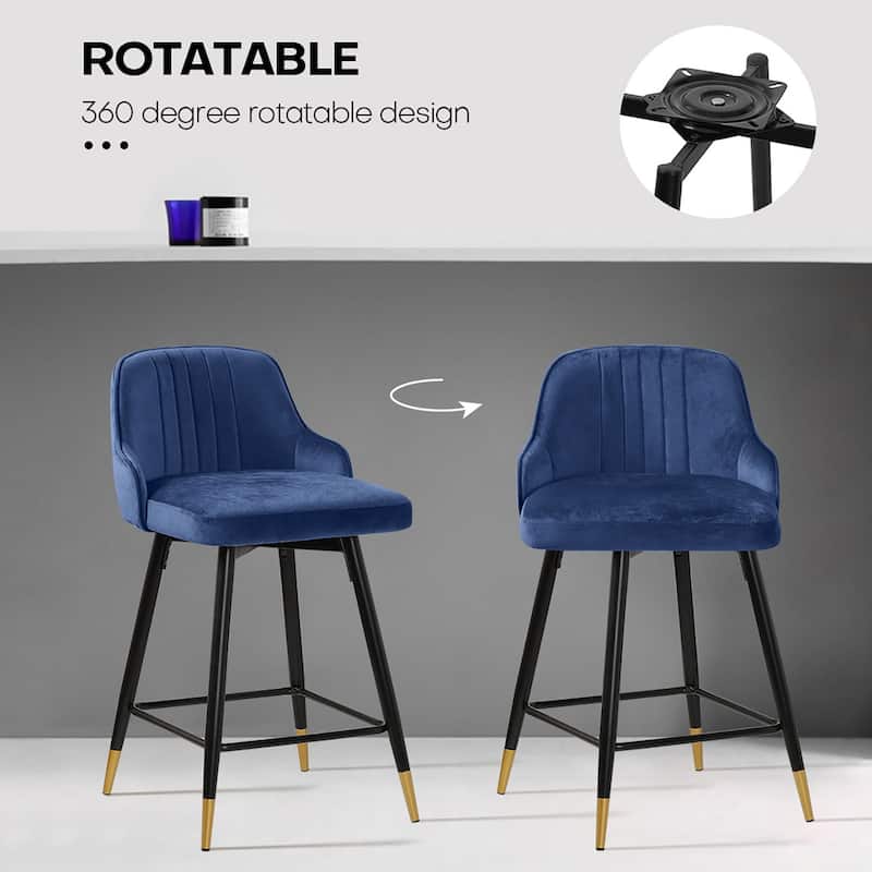 Modern Velvet Upholstered Swivel Counter/ Bar Stools Set of 2/4