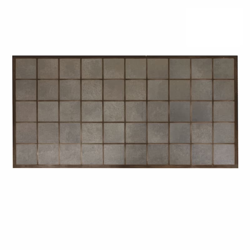 NADAAL STUDIOS Emeren Outdoor Dining Table, Rectangular Tiled Teak Grid Top with Ceramic Inset, Brown