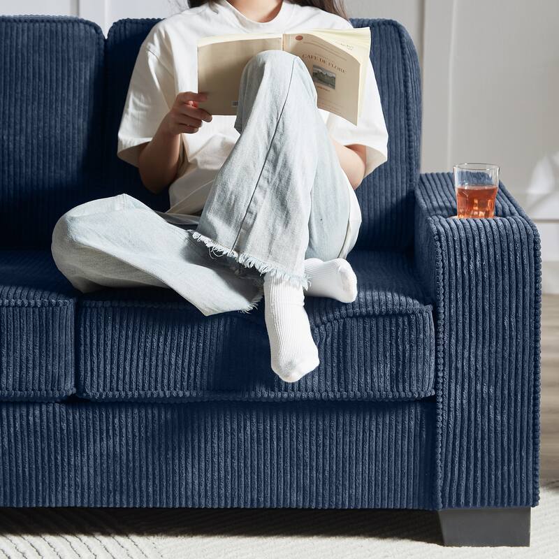 Modular Sectional Sofa, 102 Inch L Shaped Couch Set, 3-Seater Comfy Cloud Couches with Movable Ottoman, DIY Combination