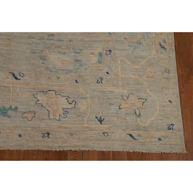 Hand Knotted Oriental 100% Wool Carpet Transitional All-Over Greys & Charcoal Oushak Area Rug - 10' 4'' X 8' 1''