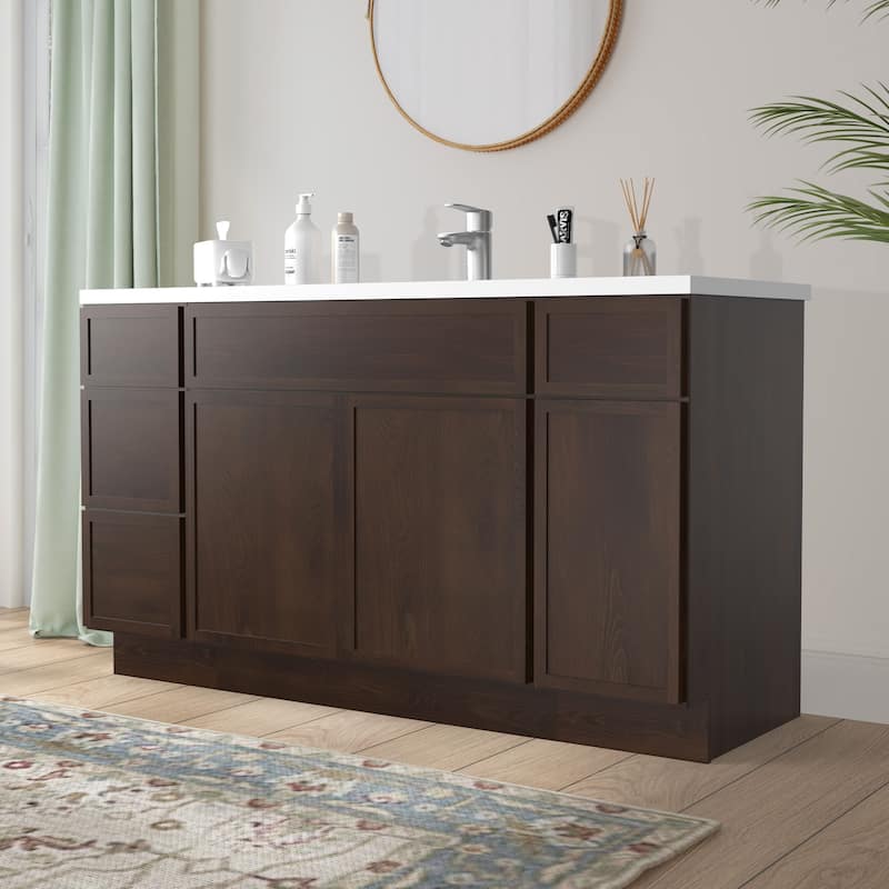 Vanity Art 57" Birch Freestanding Bathroom Vanity Cabinet without Top