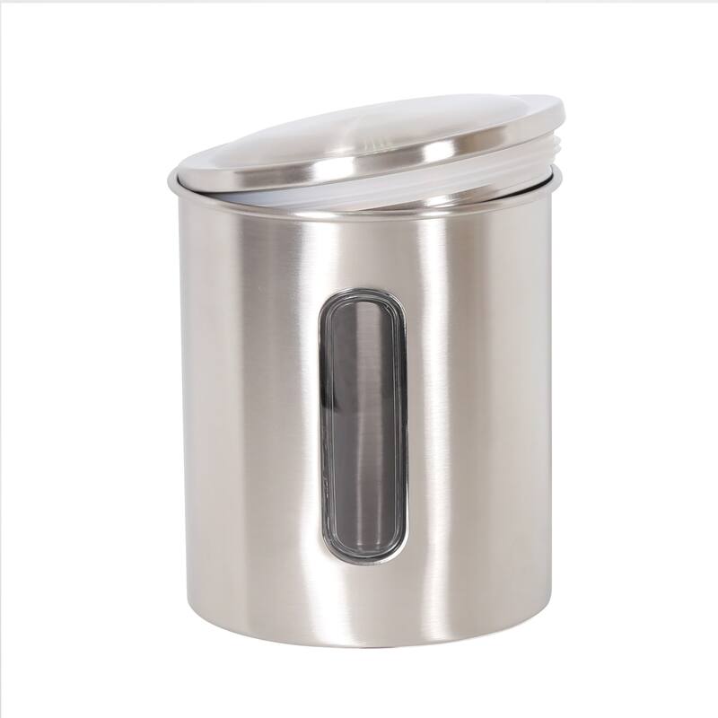 Creative Home Set of 3 Pieces Stainless Steel Canister, Kitchen Storage Jar with Clear See Through Window