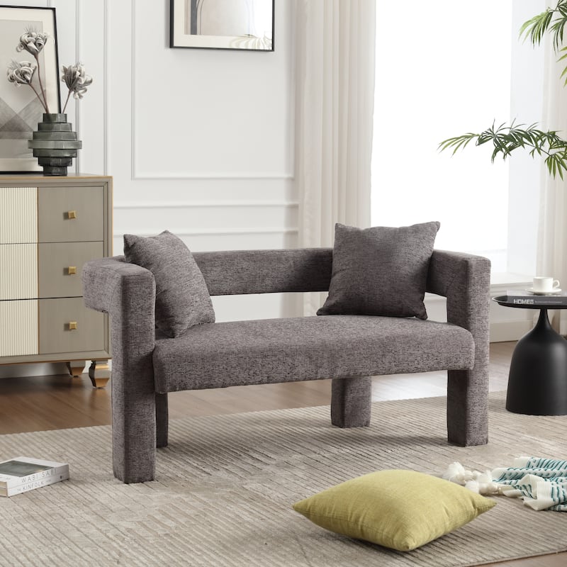 Roomfitters Chenille Loveseat Sofa, Upholstered 2-Seater Accent Couch for Living Room, Bedroom or Lounge Area - Dark Grey