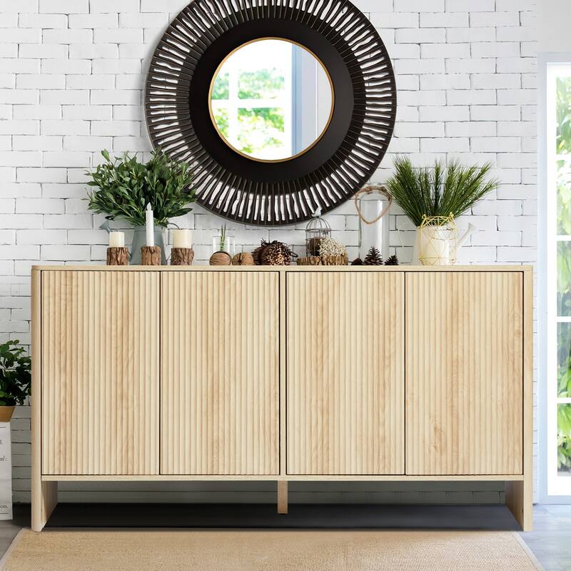 57in.W Wooden 4-Door sideboard/Buffet Storage Cabinet