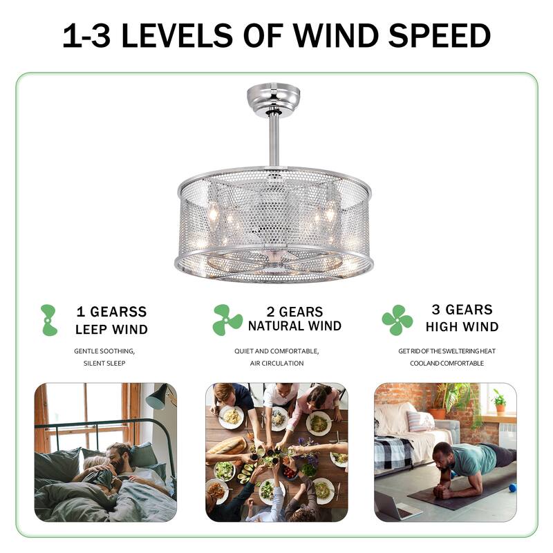 20.4'' 3 ABS Fan Blades Dual Shade Modern Ceiling Fan with Remote Control, Noiseless Reversible AC Motor,Chrome