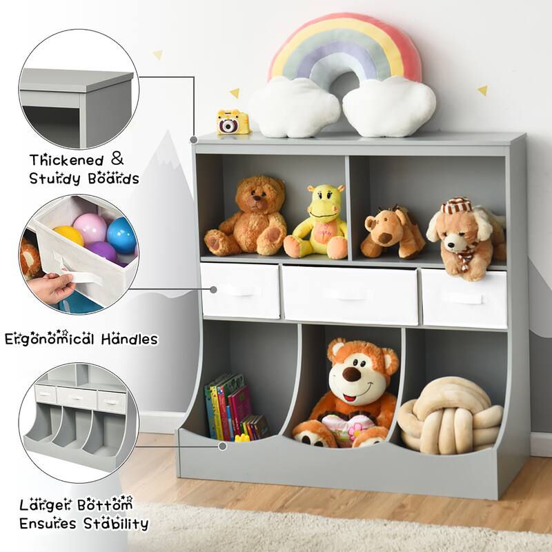 Costway Freestanding Multi-Bin Storage Cubby with 3 Baskets - See Description