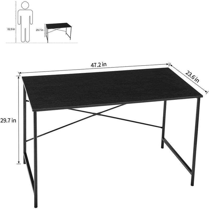 Homy Casa Modern Computer Desk, 47in Metal X Office Writing Table