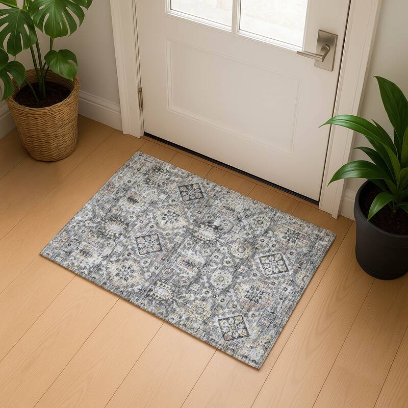 Premium Washable Super Soft Traditional Nora Mayfield Rug - Gray - 1'8" x 2'6"