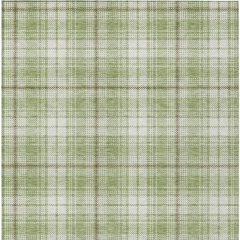 HomeRoots Plaid Transitional Rectangle Outdoor Rug