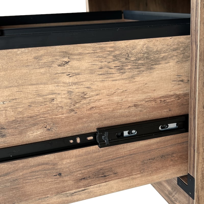 Brunei 59'' Wide 4 Drawer Wood Grain Farmhouse Computer Executive Desk in Rustic Oak