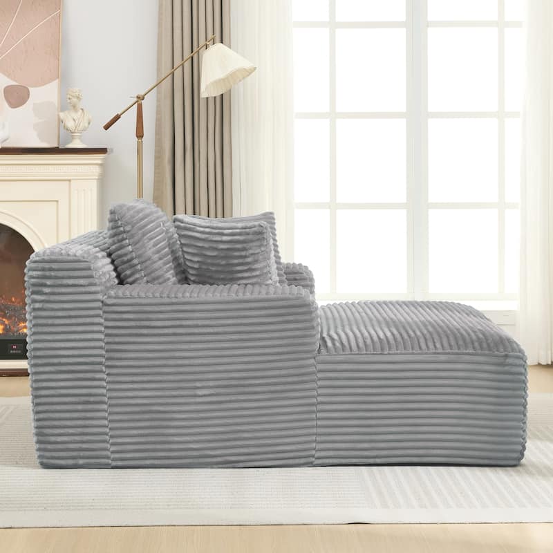 Roomfitters Full-Compressed Chaise Lounge Sleeper Sofa with Removable Pillows Modern Upholstered Couch