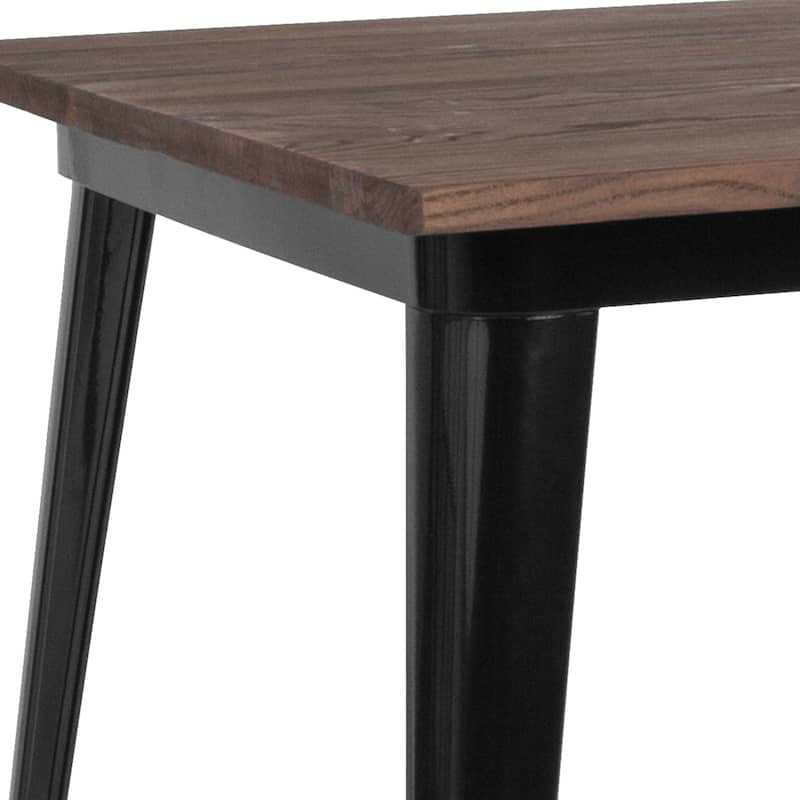 Industrial Steel and Wood Compact Square Dining Table - 31.5"W x 31.5"D x 30.5"H