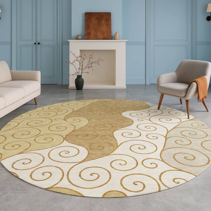 Machine Washable Indoor/ Outdoor Swirly Chantille Rug