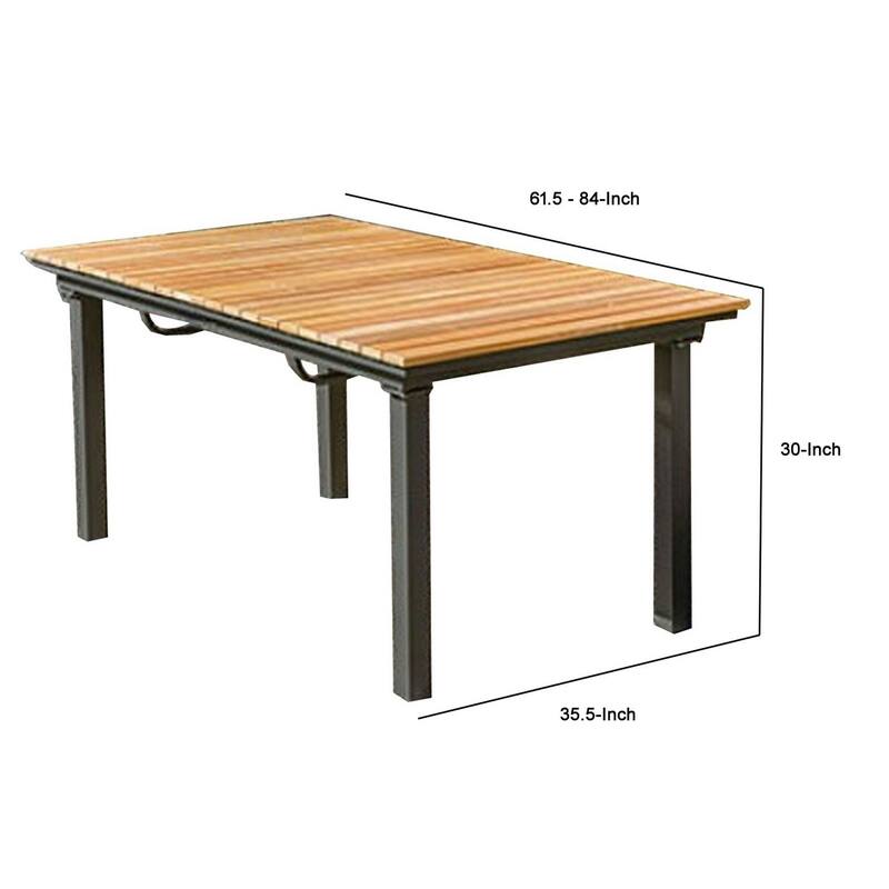 Ankia 62-84 Inch Outdoor Extendable Dining Table, Aluminium Brown