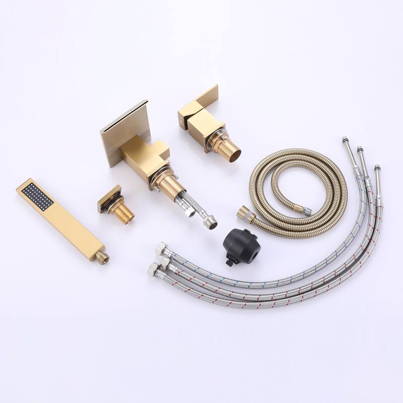 Solid Brass Waterfall Roman Tub Faucet with Hand Shower